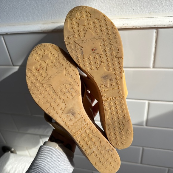 🚫SOLD🚫. Jimmy Choo Vintage Beige Wedge Sandals - Picture 2 of 2